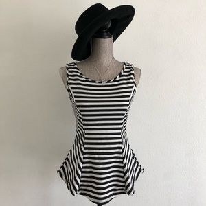 Peplum black and white stripes.